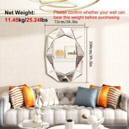 Artloge Silver Glass Wall Mirror Decorative Artistic Look Accent Mirrors 100 X 72Cm - thumbnail 2