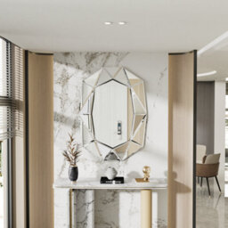 Artloge Silver Glass Wall Mirror Decorative Artistic Look Accent Mirrors 100 X 72Cm - thumbnail 7