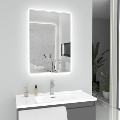 T&k Bathroom Led Mirror 100X70Cm,with Anti-Fog,3-Colours Dimmable,touch Control&memory Function,horizontal/vertical Installation - image 1