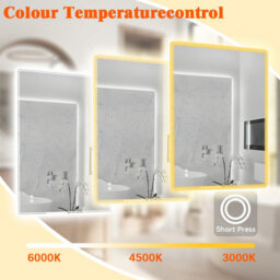 T&k Bathroom Led Mirror 100X70Cm,with Anti-Fog,3-Colours Dimmable,touch Control&memory Function,horizontal/vertical Installation - thumbnail 3