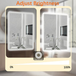 T&k Bathroom Led Mirror 100X70Cm,with Anti-Fog,3-Colours Dimmable,touch Control&memory Function,horizontal/vertical Installation - thumbnail 4