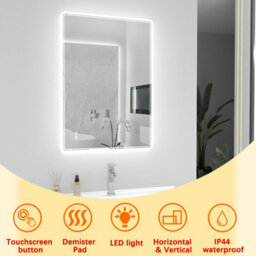 T&k Bathroom Led Mirror 100X70Cm,with Anti-Fog,3-Colours Dimmable,touch Control&memory Function,horizontal/vertical Installation - thumbnail 2