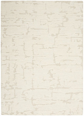 Modern Handmade Rug, Luxurious Rug For Bedroom, Wool Dining Room Rug, Abstract Rug, 12mm Thick Ivory Rug-259Cm X 351Cm - image 1