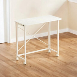 80X40X75Cm Foldable White Desk Portable Mobile Workstation With Wheels Study/gaming Table - thumbnail 3