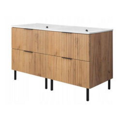 Heze Furniture Flow Bathroom Set Of 2 Standing Vanity Cabinets With Basins 120Cm - Gold Craft Oak