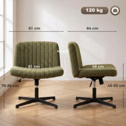 Homcom Desk Chair With Wide Seat, Thick Padding, Rock Function, Green - thumbnail 3