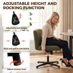Homcom Desk Chair With Wide Seat, Thick Padding, Rock Function, Green - thumbnail 7