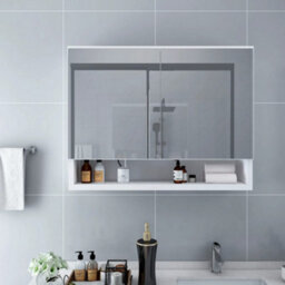 Berkfield Led Bathroom Mirror Cabinet White 80X15X60 Cm Mdf