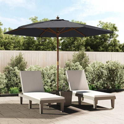 Berkfield Garden Parasol With Wooden Pole Black 299X240 Cm - image 1