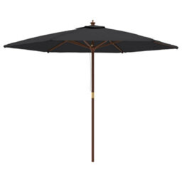 Berkfield Garden Parasol With Wooden Pole Black 299X240 Cm - thumbnail 2