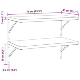 Berkfield Wall Shelves 2 Pcs 75X40 Cm Black Stainless Steel - thumbnail 9