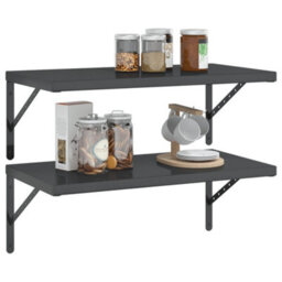 Berkfield Wall Shelves 2 Pcs 75X40 Cm Black Stainless Steel - thumbnail 4