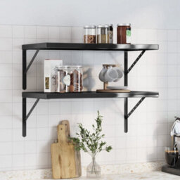 Berkfield Wall Shelves 2 Pcs 75X40 Cm Black Stainless Steel - thumbnail 1