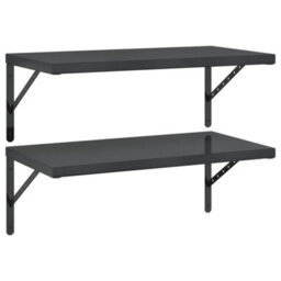 Berkfield Wall Shelves 2 Pcs 75X40 Cm Black Stainless Steel - thumbnail 2