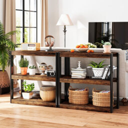 Costway 3 Tier Bookshelf Wooden Bookcase With Dual Anti-Tipping Kits Brown - thumbnail 3