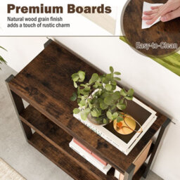 Costway 3 Tier Bookshelf Wooden Bookcase With Dual Anti-Tipping Kits Brown - thumbnail 7