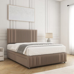 Bsspoke Rosie Divan Bed Set Mink Plush Velvet 24Inch Headboard & Footboard Mattress & No Drawers Double King 3Ft 4Ft 6Ft - thumbnail 2