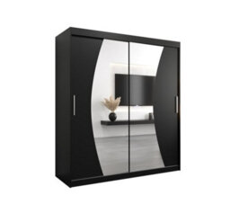 Arte Wave Contemporary 2 Mirrored Sliding Door Wardrobe 9 Shelves 2 Rails Black Matt (H)2000mm (W)1800mm (D)620mm - thumbnail 1