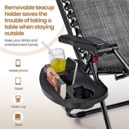 Yaheetech Grey 3Pcs Outdoor Zero Gravity Chairs And Table Set With Cupholder/pillow/ Armrests Sun Reclining Loungers - thumbnail 6