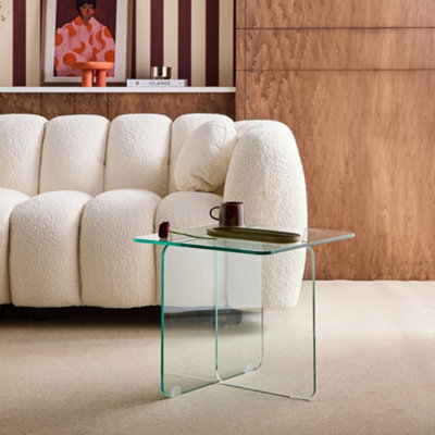 Sweeek - Square Coffee Table Tempered Glass Transparent 50X50X46 Cm - Glintz - image 1