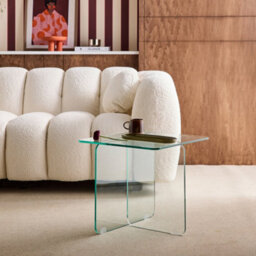 Sweeek - Square Coffee Table Tempered Glass Transparent 50X50X46 Cm - Glintz - thumbnail 1