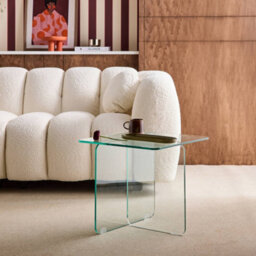 Sweeek - Square Coffee Table Tempered Glass Transparent 50X50X46 Cm - Glintz - thumbnail 3