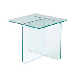 Sweeek - Square Coffee Table Tempered Glass Transparent 50X50X46 Cm - Glintz - thumbnail 2