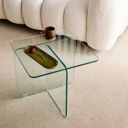 Sweeek - Square Coffee Table Tempered Glass Transparent 50X50X46 Cm - Glintz - thumbnail 4