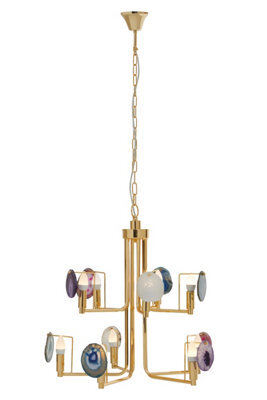 Orsina Contemporary Gold Agate 10-Light Pendant Ceiling Light, Modern Statement Lighting Fixture With Metal Frame - image 1