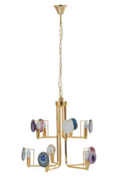 Orsina Contemporary Gold Agate 10-Light Pendant Ceiling Light, Modern Statement Lighting Fixture With Metal Frame - thumbnail 2