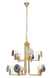 Orsina Contemporary Gold Agate 10-Light Pendant Ceiling Light, Modern Statement Lighting Fixture With Metal Frame - thumbnail 4