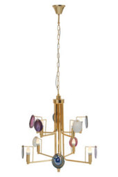 Orsina Contemporary Gold Agate 10-Light Pendant Ceiling Light, Modern Statement Lighting Fixture With Metal Frame - thumbnail 3