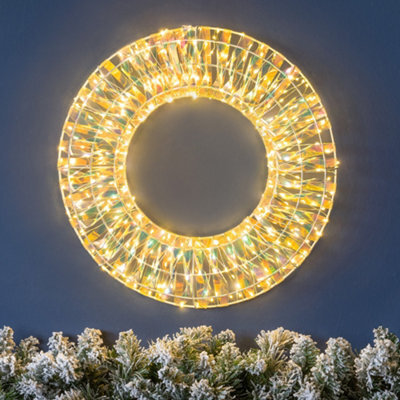 Christow Christmas Warm White Iridescent Led Wreath - image 1