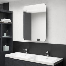 Berkfield Led Bathroom Mirror Cabinet Shining Black 60X11X80 Cm