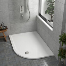 Royal Bathrooms 1200 X 800mm Right Handed Offset Quadrant Stone Shower Enclosure Tray Gloss White 30mm Slimline - thumbnail 1