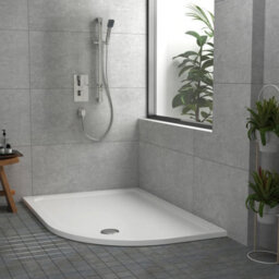 Royal Bathrooms 1200 X 800mm Right Handed Offset Quadrant Stone Shower Enclosure Tray Gloss White 30mm Slimline - thumbnail 4
