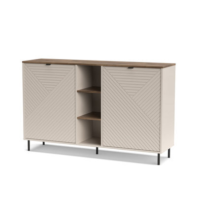 Heze Furniture Evo 2 Door Sideboard With Shelves Textured Modern Design - image 1