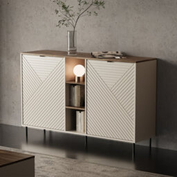 Heze Furniture Evo 2 Door Sideboard With Shelves Textured Modern Design - thumbnail 2
