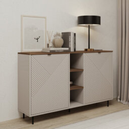 Heze Furniture Evo 2 Door Sideboard With Shelves Textured Modern Design - thumbnail 3