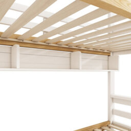 Abrihome White & Natural Solid Wood Bunk Bed With House-Shaped Design, Staircase & Storage, (90+135)X190Cm - thumbnail 6