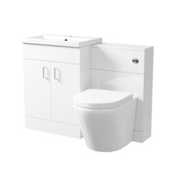 Nes Home 1100mm Freestanding White Basin Vanity & Rimless Back To Wall Toilet - thumbnail 5