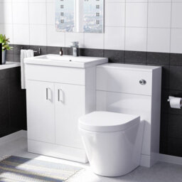 Nes Home 1100mm Freestanding White Basin Vanity & Rimless Back To Wall Toilet - thumbnail 1
