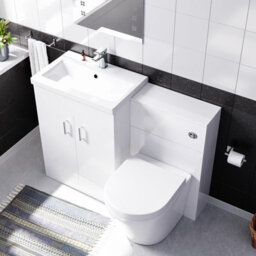 Nes Home 1100mm Freestanding White Basin Vanity & Rimless Back To Wall Toilet - thumbnail 2