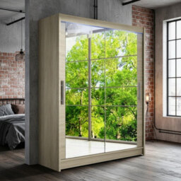 Westa Xi 150 Elegant Mirrored Sliding Sonoma Wardrobe For Contemporary Interiors With Rgb Led Colorful - thumbnail 2
