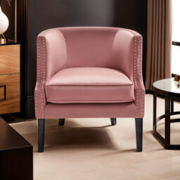 Orsina Pink Velvet Studded Chair, Easy To Clean Leather Armchair, Body Supportive Accent Chair - thumbnail 6