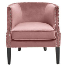 Orsina Pink Velvet Studded Chair, Easy To Clean Leather Armchair, Body Supportive Accent Chair - thumbnail 8