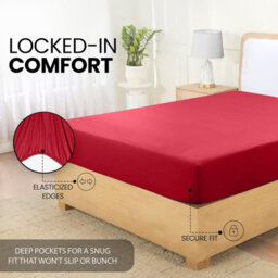 Bedlooms Single Fitted Sheet 30 Cm Extra Deep-Brushed Microfiber Deep Pocket Elasticated Easy Care Fitted Bed Sheets Red, 91X190Cm - thumbnail 7