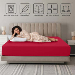 Bedlooms Single Fitted Sheet 30 Cm Extra Deep-Brushed Microfiber Deep Pocket Elasticated Easy Care Fitted Bed Sheets Red, 91X190Cm - thumbnail 8