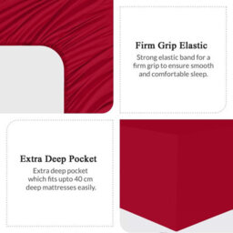 Bedlooms Single Fitted Sheet 30 Cm Extra Deep-Brushed Microfiber Deep Pocket Elasticated Easy Care Fitted Bed Sheets Red, 91X190Cm - thumbnail 9