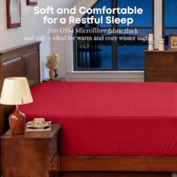 Bedlooms Single Fitted Sheet 30 Cm Extra Deep-Brushed Microfiber Deep Pocket Elasticated Easy Care Fitted Bed Sheets Red, 91X190Cm - thumbnail 3